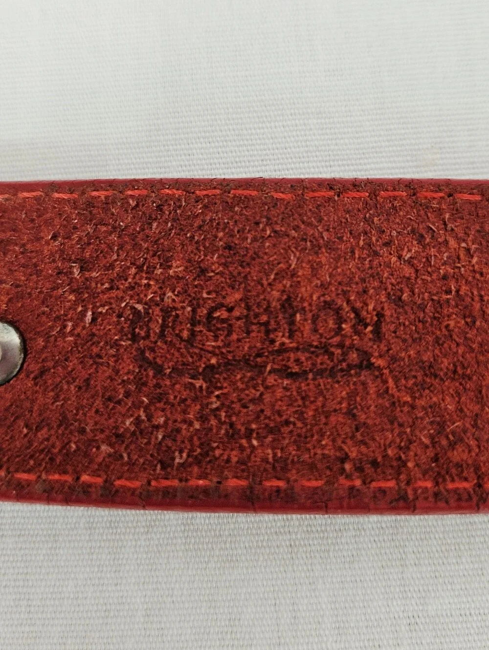 Brighton Red Leather Heart Studded Dog Collar Silver Plated Small 21